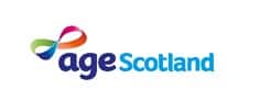 Age Scotland logo with a multicolored swoosh and blue 'Age Scotland' text.